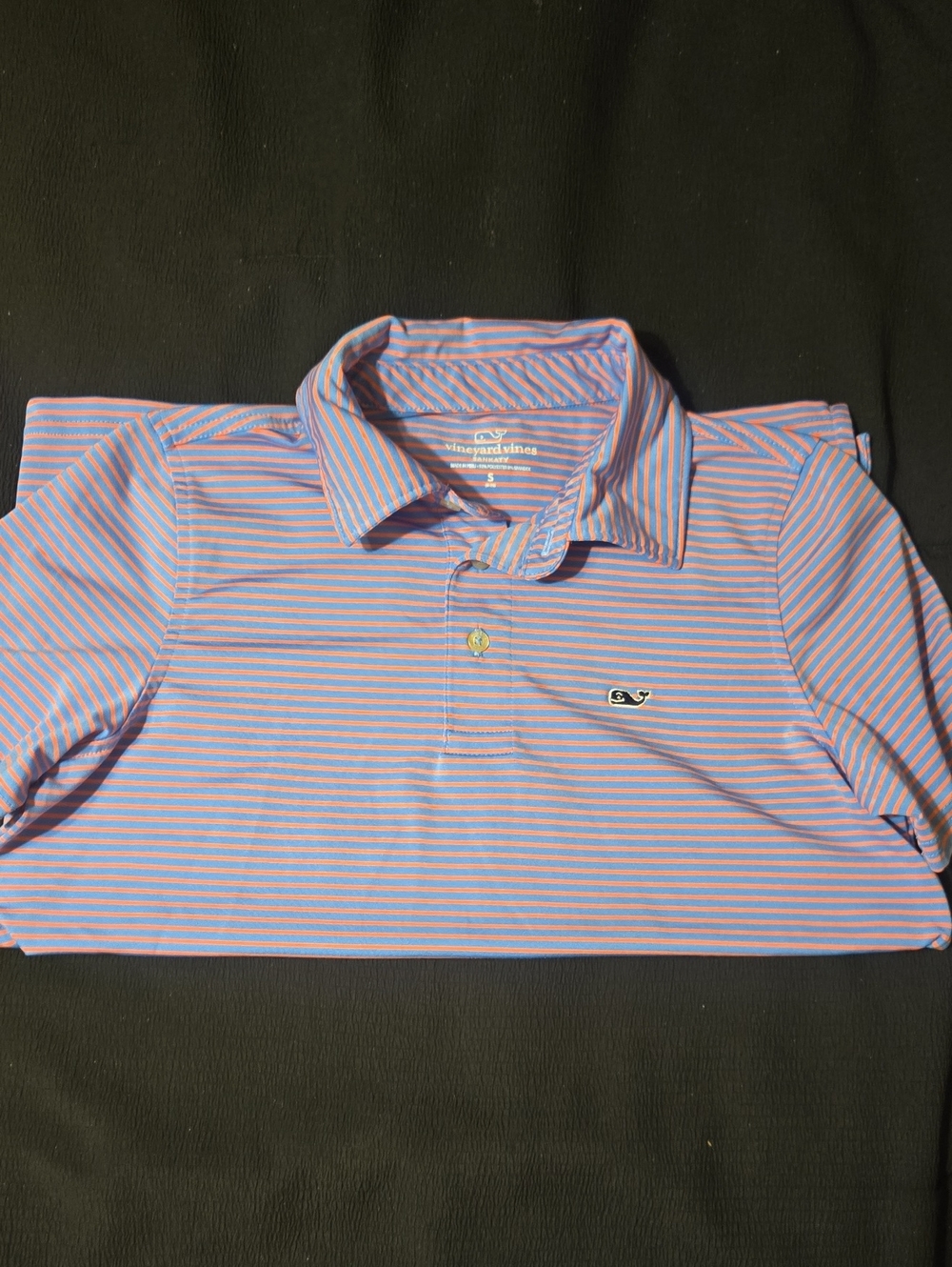 Vineyard Vines Boys Pink and Light Blue Striped Polo Size SMALL